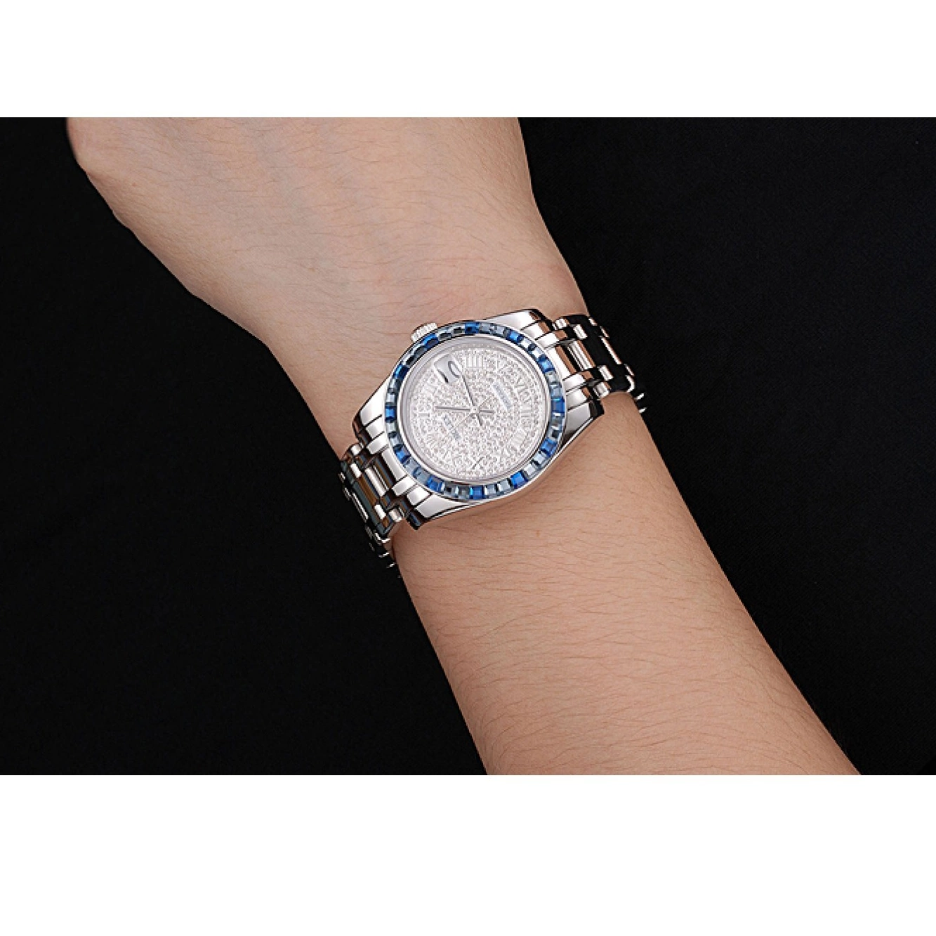 Best AAA Replica Sites Blue Stainless Datejust Case Jewels Bezel Diamond Steel Dial 622834 Bracelet Rolex And 0604